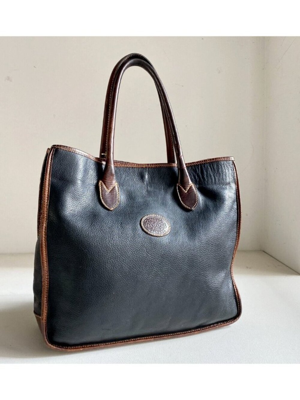 Vintage Roots Thick Pebbled Leather Medium Satchel Bag